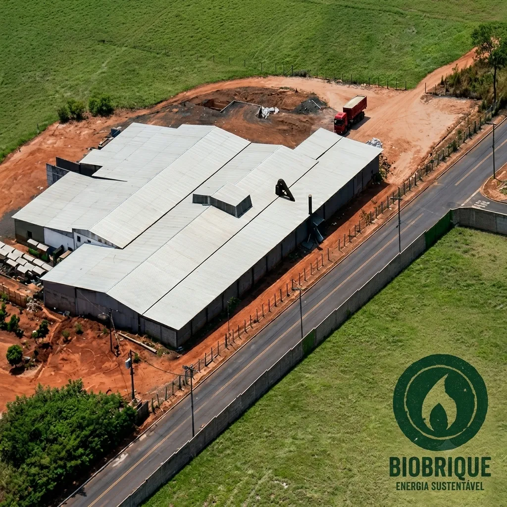 Vista aérea da planta industrial da BioBrique em Nova Ponte, Minas Gerais